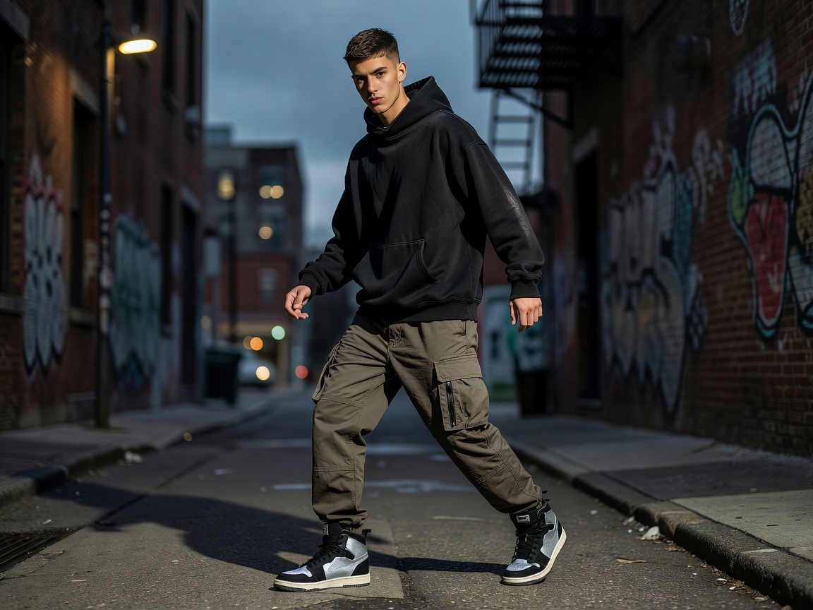 TAKN streetwear style feed post model highlighting desert storm aesthetics